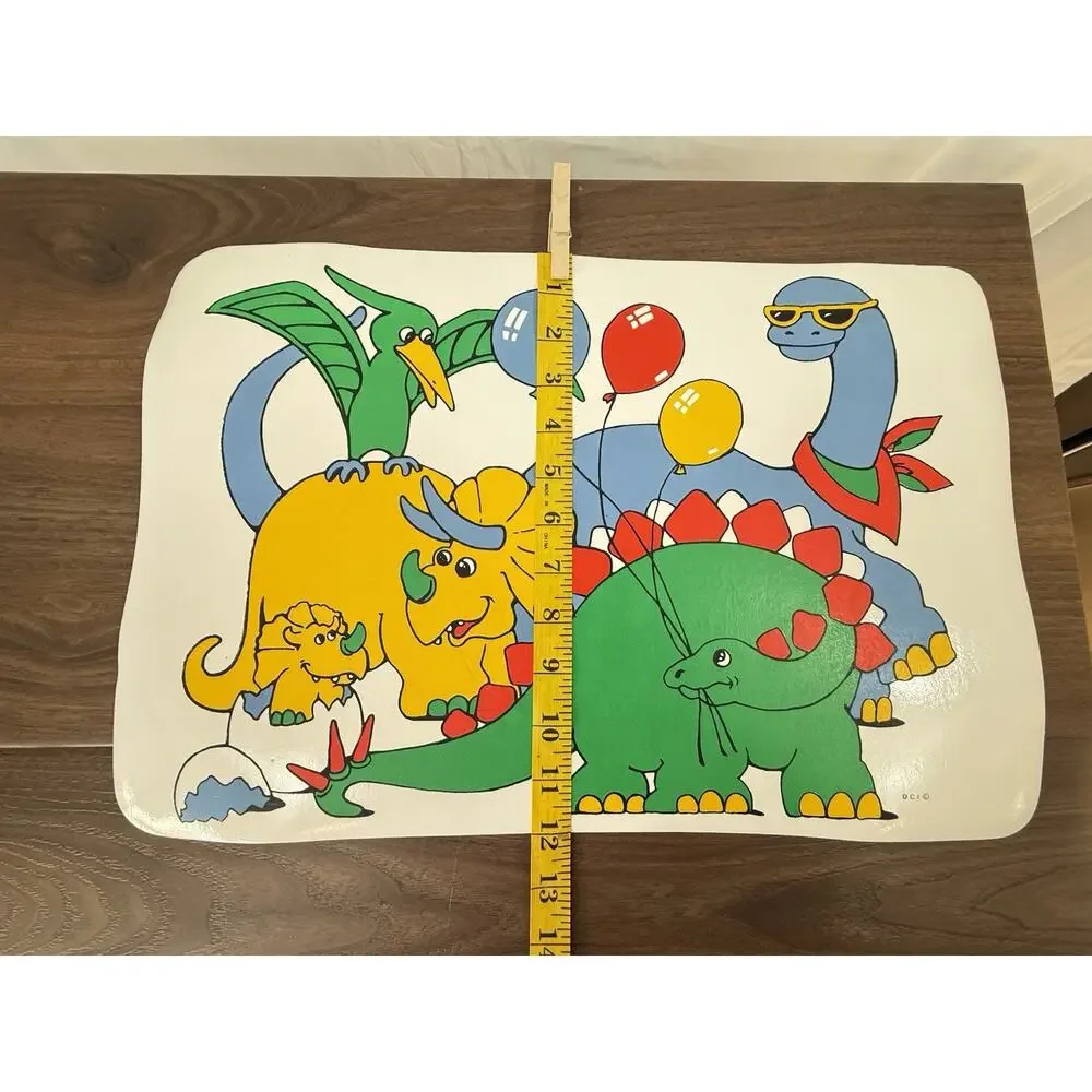 2‎ Vintage Vinyl Kids Dinosaur Placemats 1980's 12